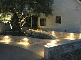 Landscape Lighting on Stone wall