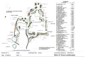 Digitally rendered, 2-d landscape design plan for outdoor living by Best of Texas Landscapes