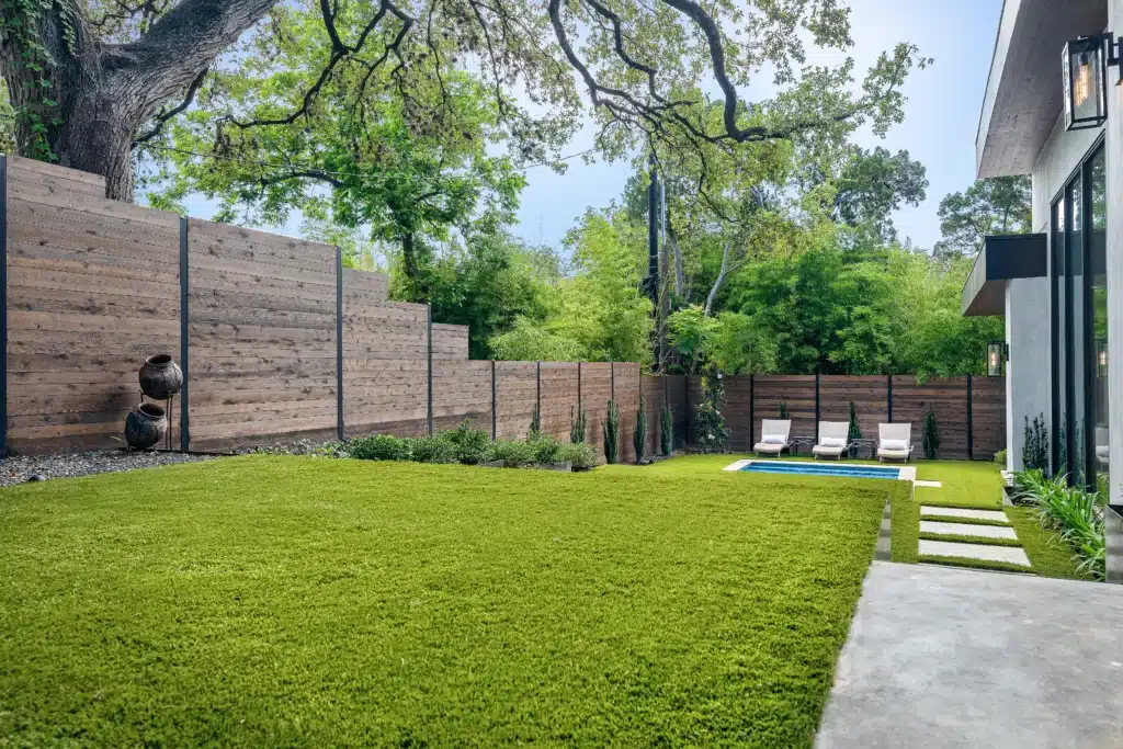 horizontal fencing and landscaping for Austin area home