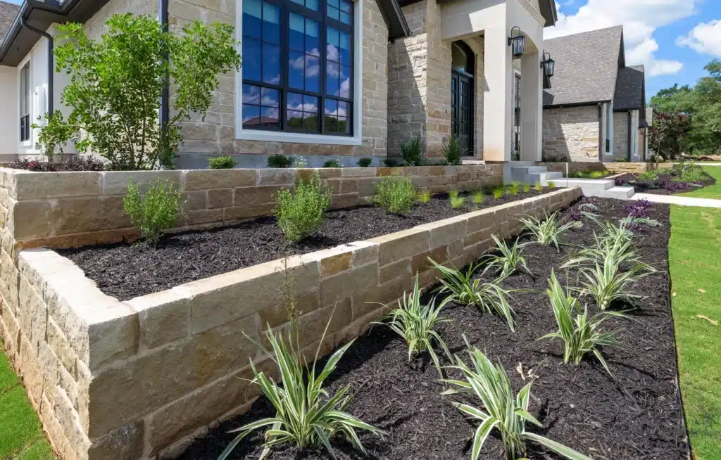 new plants in raised beds for Georgetown, Texas home by Best of Texas Landscapes